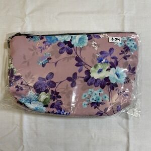 The Pouch Cosmetic Bag Mauve NWT Floral Zipper Travel Makeup Pouch